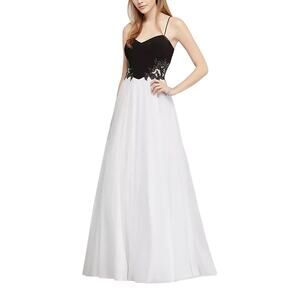 Blondie Nites Junior Formal Dress Size 11 Blue and White Beaded Chiffon A-Line